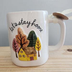 Rae Dunn Let's Stay Home Leaf and House  Ceramic Mug with NWT